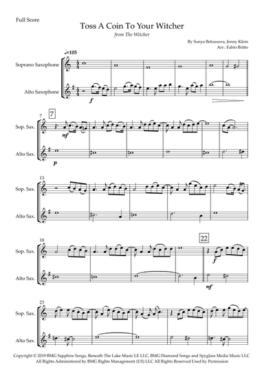 Toss A Coin To Your Witcher (arr. Fabio Britto)