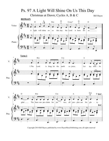 Psalm 97:  A Light Will Shine On Us This Day (piano/vocal)