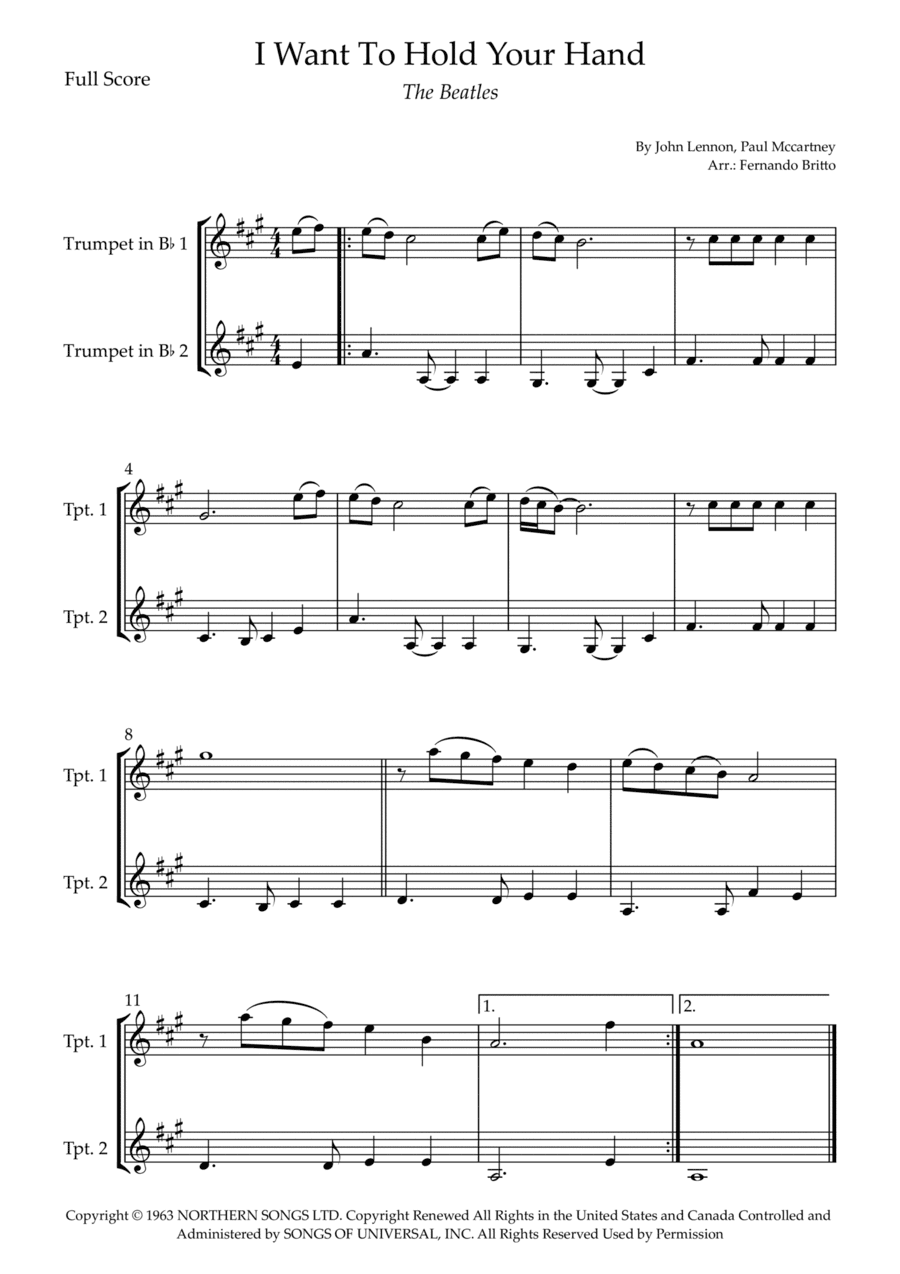 I Want To Hold Your Hand (arr. Fernando Britto)