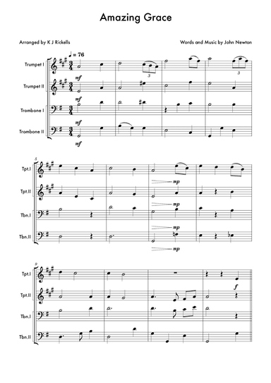 Amazing Grace - Brass Quartet (arr. K J Rickells)