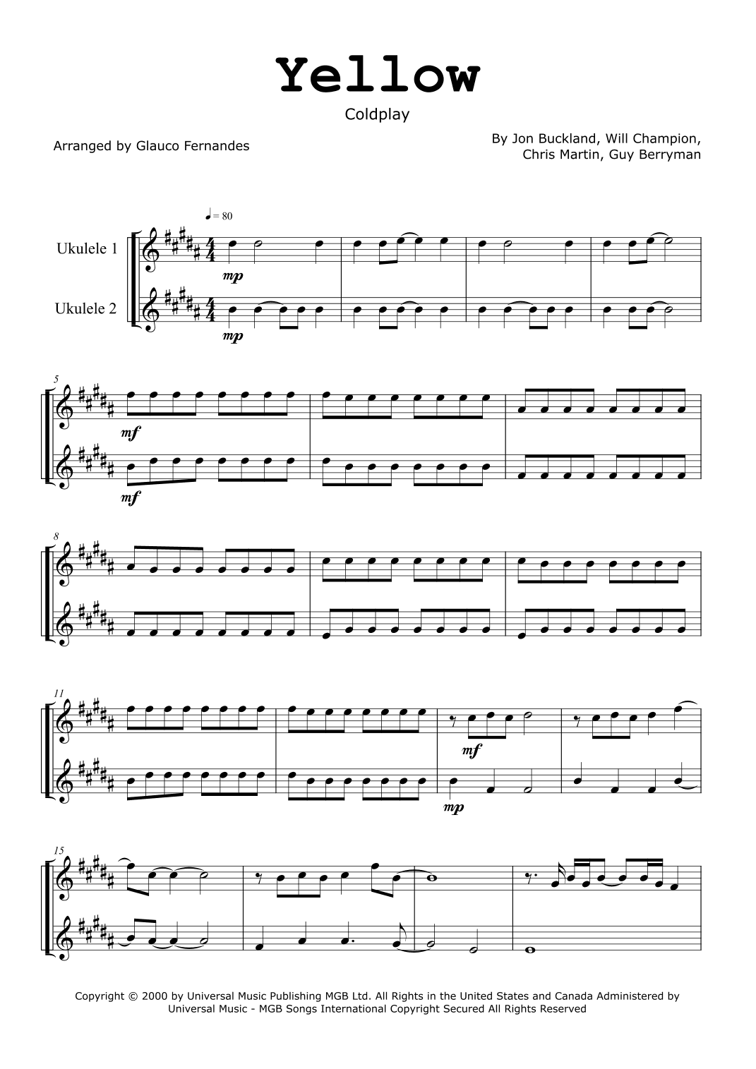 Yellow (arr. Glauco Fernandes)
