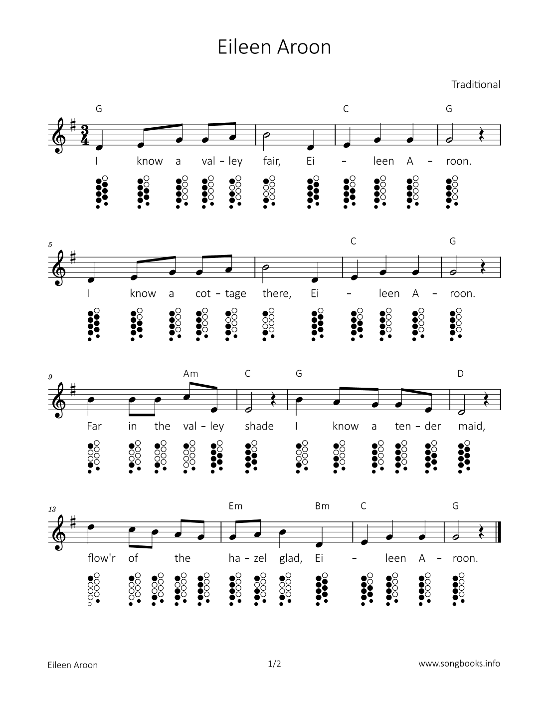 Eileen Aroon (arr. songbooks.info)