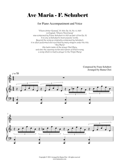 "Ave Maria" by Schubert [for Piano & Voice] (arr. Hanna Choi)