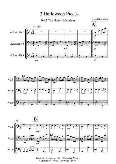 3 Halloween Pieces for Cello Trio