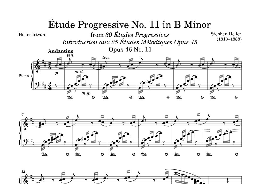 Etude Progressive Opus 46 No. 11 in B Minor (arr. Zachary Corbett)