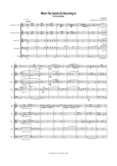 When The Saints Go Marching In for Brass Quintet (arr. Annette Butters)