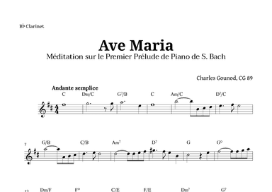 Ave Maria by Gounod for Clarinet with Chords (arr. Langanho)