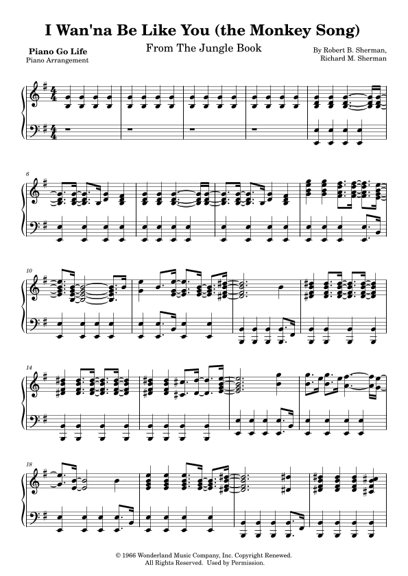 I Wan'na Be Like You (the Monkey Song) (arr. Piano Go Life)