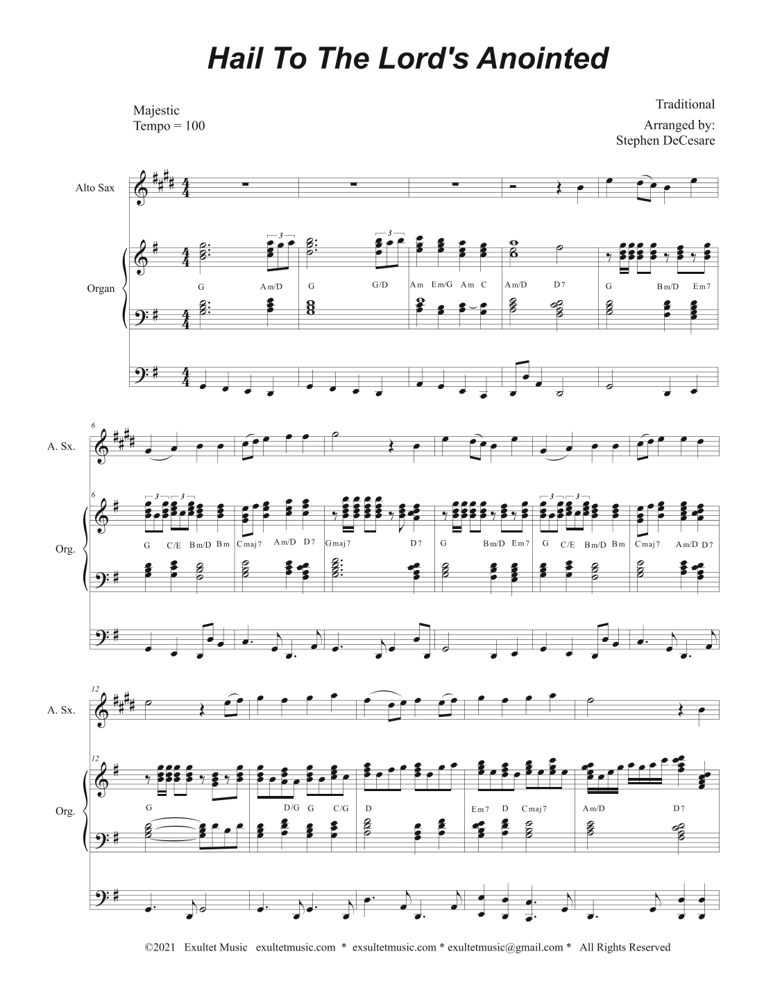 Hail To The Lord's Anointed (Alto Saxophone) - Organ accompaniment) (arr. Stephen DeCesare)