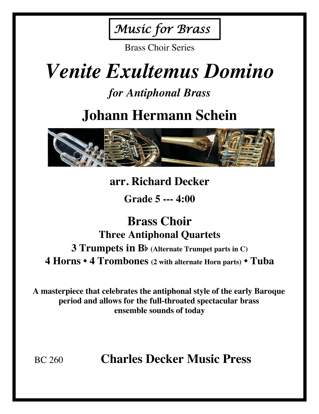Venite Exultemus Domino for Antiphonal Brass Choir (arr. Richard Decker)
