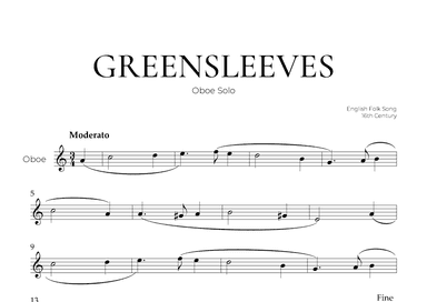 Greensleeves (Oboe Solo) - English Folk Song (arr. Pedro Merendi)