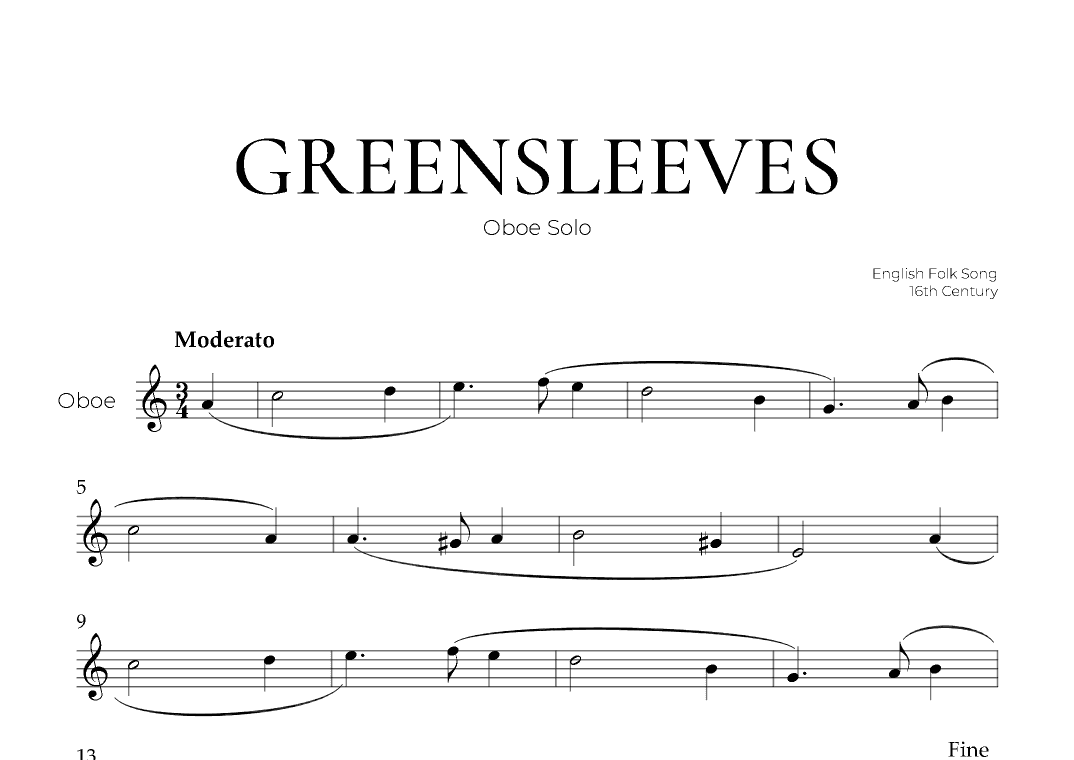 Greensleeves (Oboe Solo) - English Folk Song (arr. Pedro Merendi)