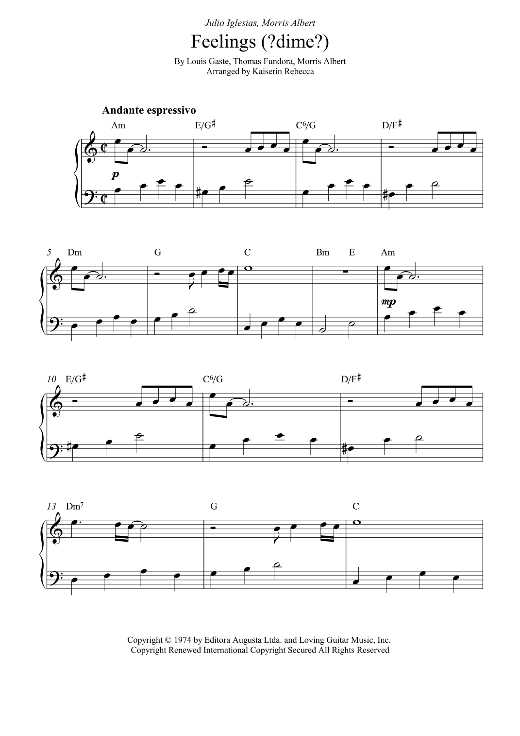 Feelings (?dime?) (arr. Kaiserin Rebecca)