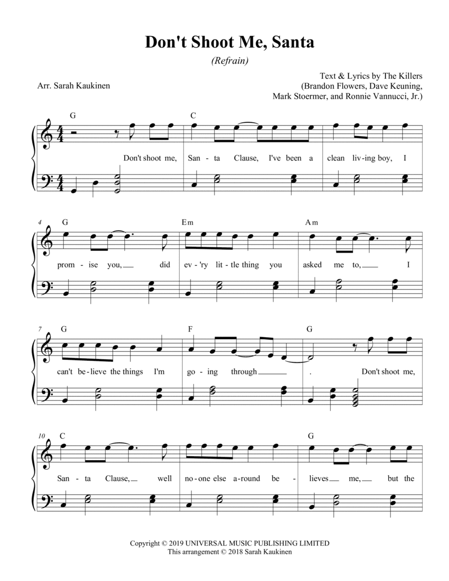 Don't Shoot Me Santa (arr. Sarah Kaukinen)