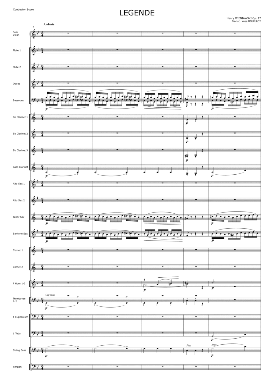 Legende - For solo Violon and Band (arr. Yves Bouillot)