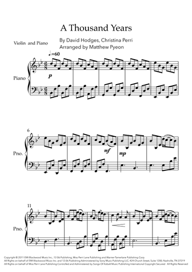 A Thousand Years (arr. Matthew pyeon)