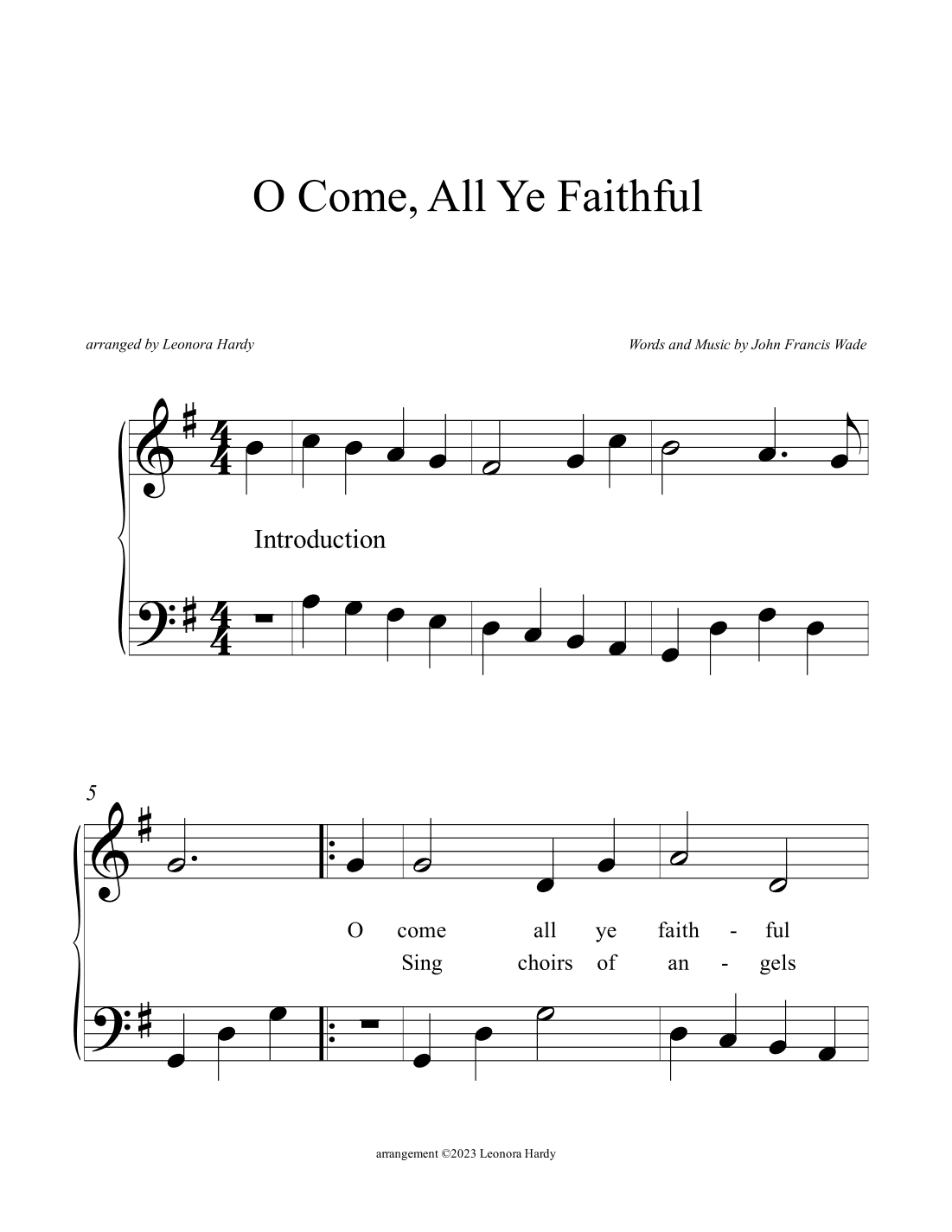 O Come, All Ye Faithful (Beginner) (arr. Leonora Hardy)