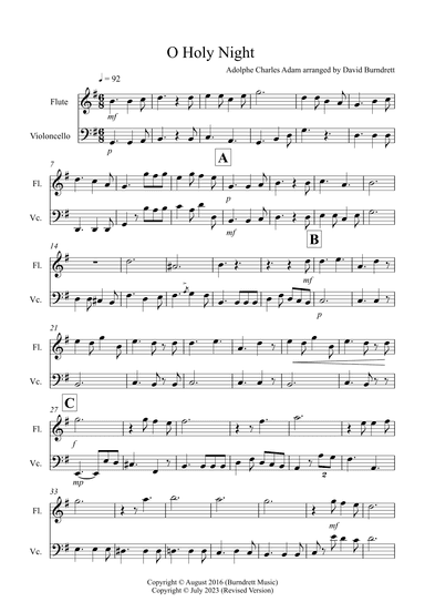 O Holy Night for Flute and Cello Duet (arr. David Burndrett)