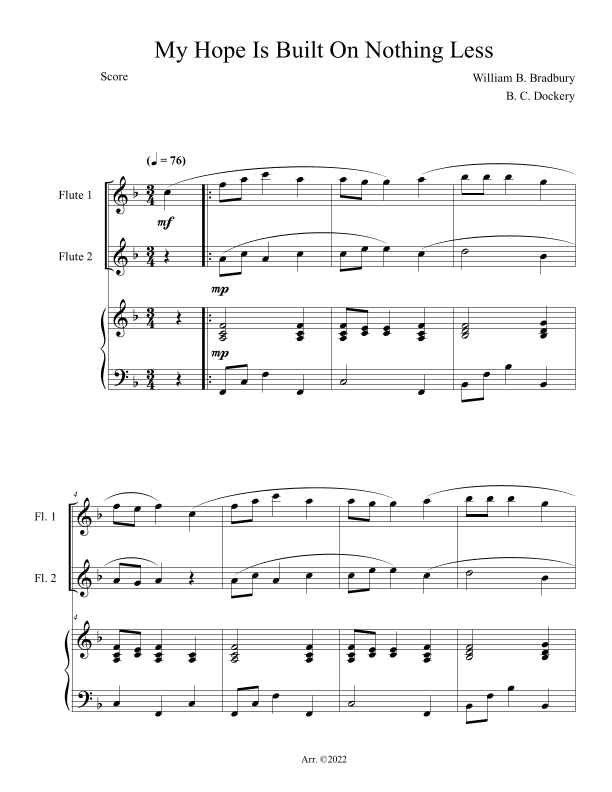 My Hope Is Built On Nothing Less (Flute Duet with Piano Accompaniment) (arr. B. C. Dockery)