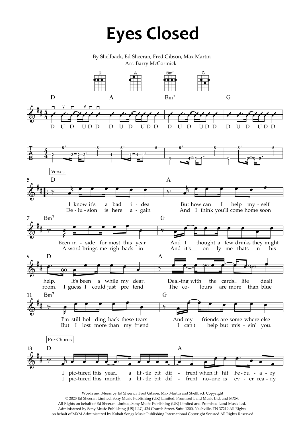 Eyes Closed (arr. Barry McCormick)