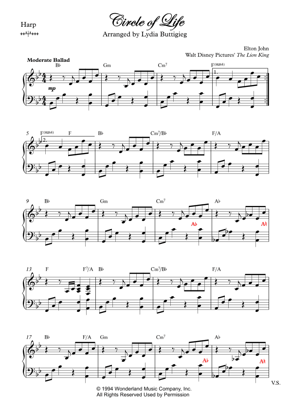 Circle Of Life (arr. Lydia Buttigieg)
