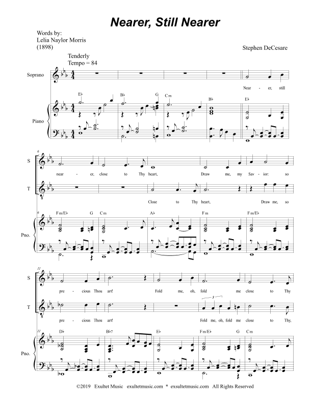 Nearer, Still Nearer (for 2-part choir - (Soprano and Tenor)