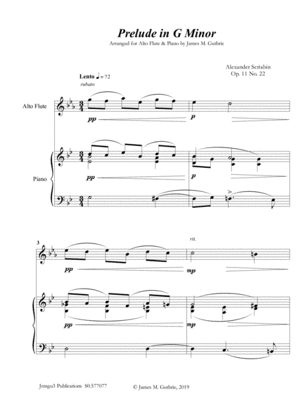 Scriabin: Prelude in G Minor for Alto Flute & Piano (arr. James M. Guthrie)