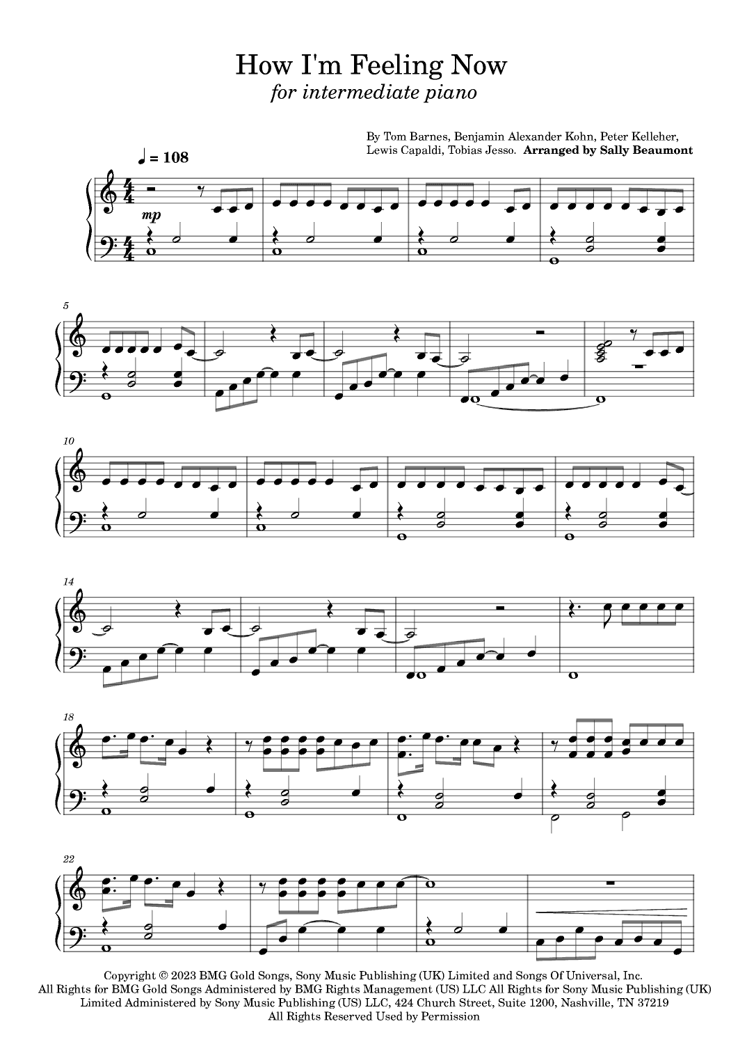 How I'm Feeling Now (arr. Sally Beaumont)