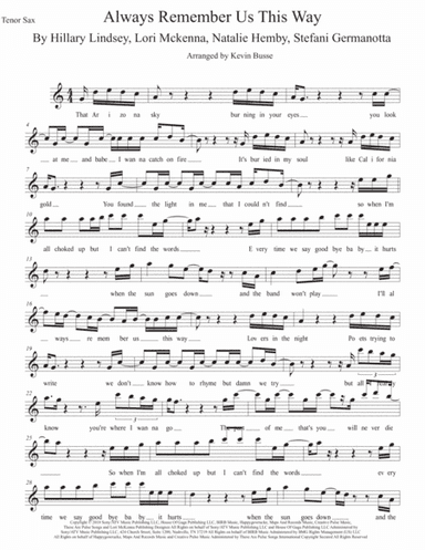 Always Remember Us This Way (arr. Kevin Busse)