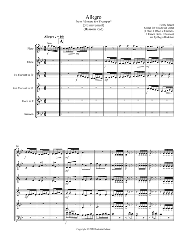 Allegro (from "Sonata for Trumpet") (Bb) (Woodwind Sextet - 1 Flute, 1 Oboe, 2 Clar, 1 Hrn, 1 Bassoo (arr. Regis Bookshar)