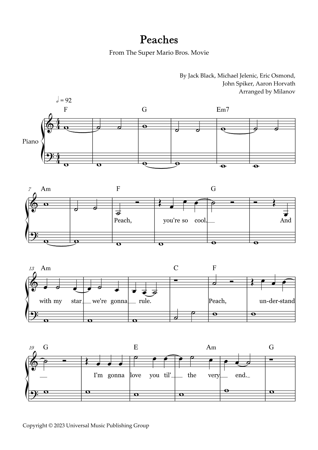 Peaches (arr. Milanov)