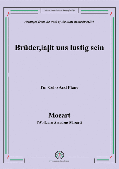 Mozart-Brüder,laßt uns lustig sein,for Cello and Piano (arr. MSM)
