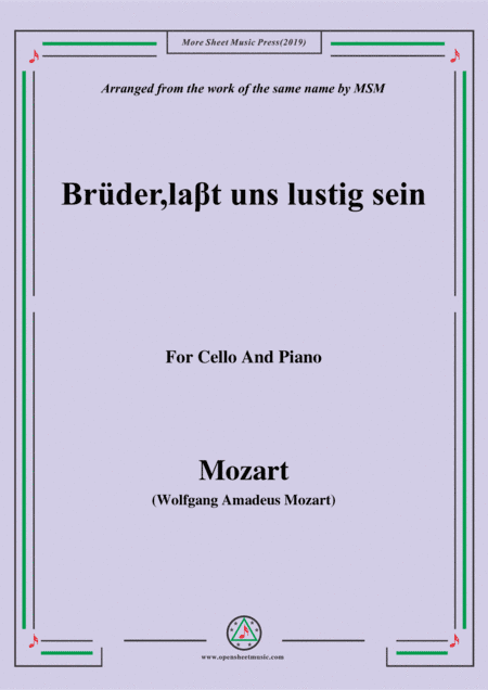 Mozart-Brüder,laßt uns lustig sein,for Cello and Piano (arr. MSM)