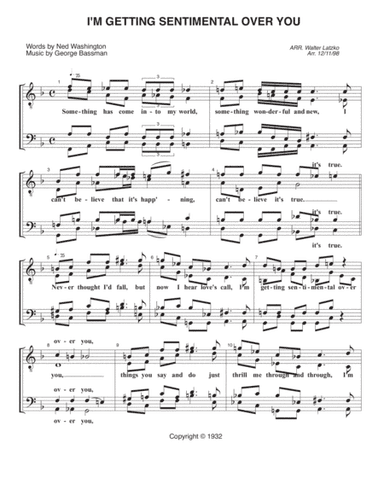 I'm Getting Sentimental Over You (arr. Walter Latzko)