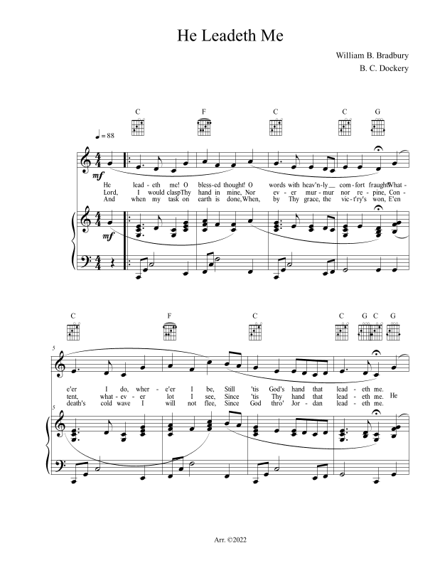 He Leadeth Me (Piano/Vocal/Guitar) (arr. B. C. Dockery)