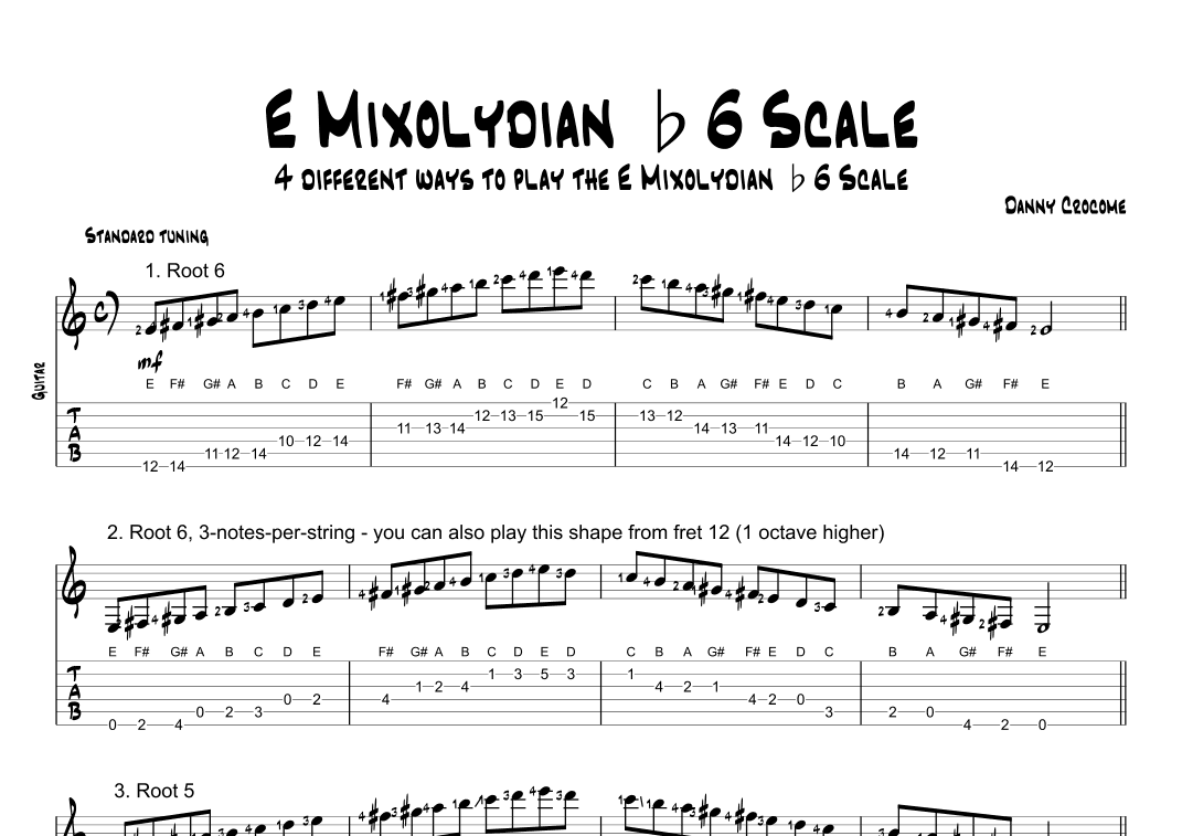 E Mixolydian b6 Scale (4 Ways to Play)