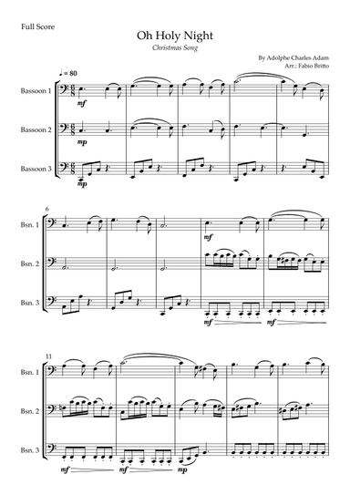 Oh Holly Night (Christmas Song) for Bassoon Trio (arr. Fabio Britto)