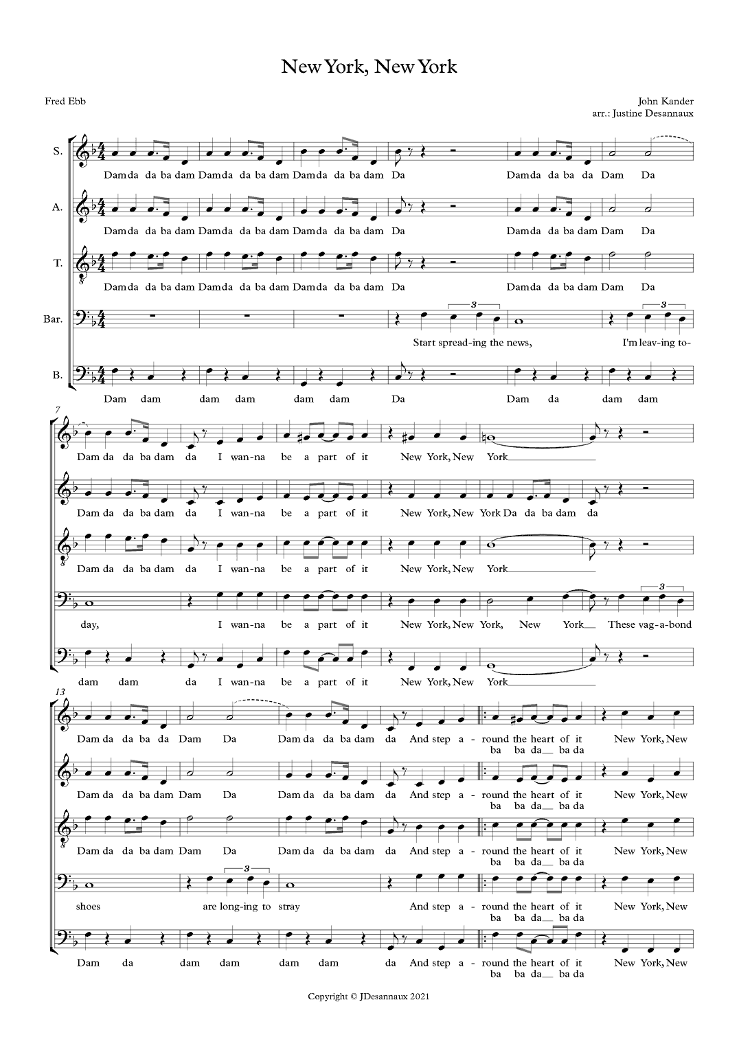 Theme From "new York, New York" (arr. Justine Desannaux)