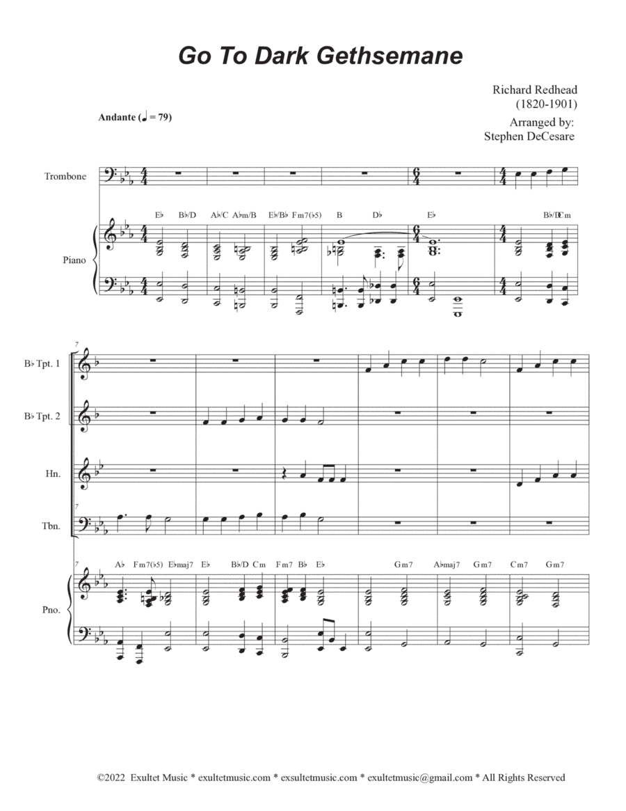 Go To Dark Gethsemane (Brass Quartet and Piano) (arr. Stephen DeCesare)