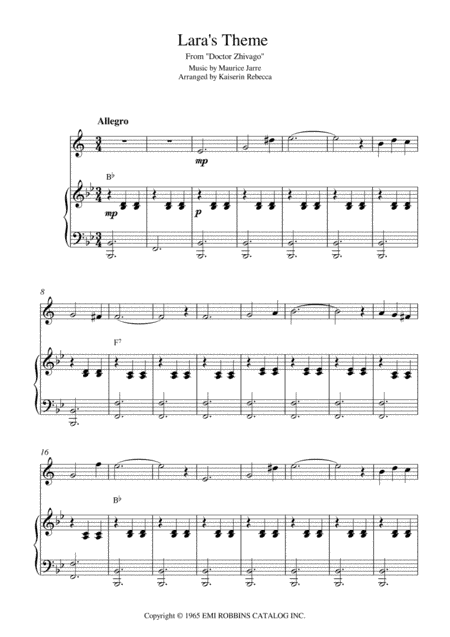 Lara's Theme From Doctor Zhivago (arr. Kaiserin Rebecca)