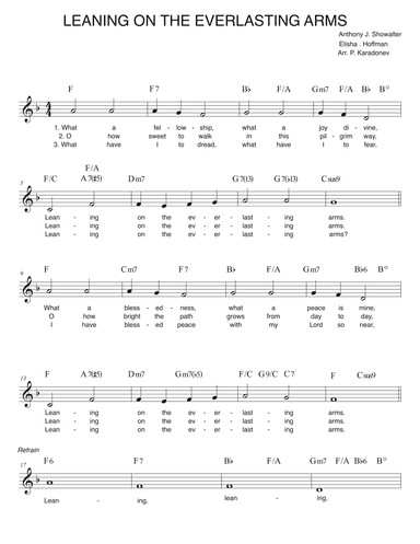 Leaning On The Everlasting Arms (key of F) (arr. Plamen Karadonev)