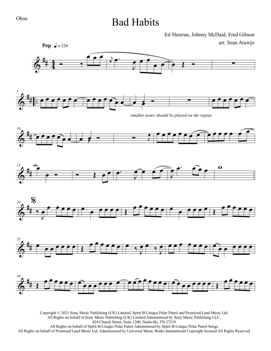 Bad Habits (arr. Sean Arawjo)