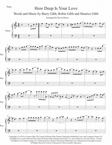 How Deep Is Your Love  from the Motion Picture SATURDAY NIGHT FEVER (arr. Kevin Busse)