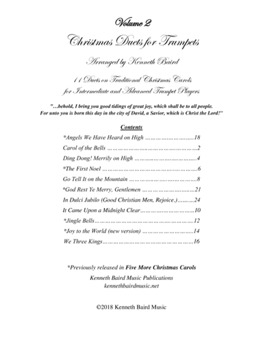Christmas Duets, Volume 2, for Trumpets (arr. Kenneth Baird)