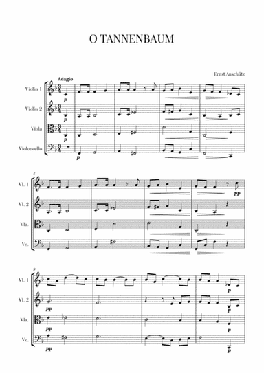 O Tannenbaum for String Quartet (arr. Cadenza Editions)