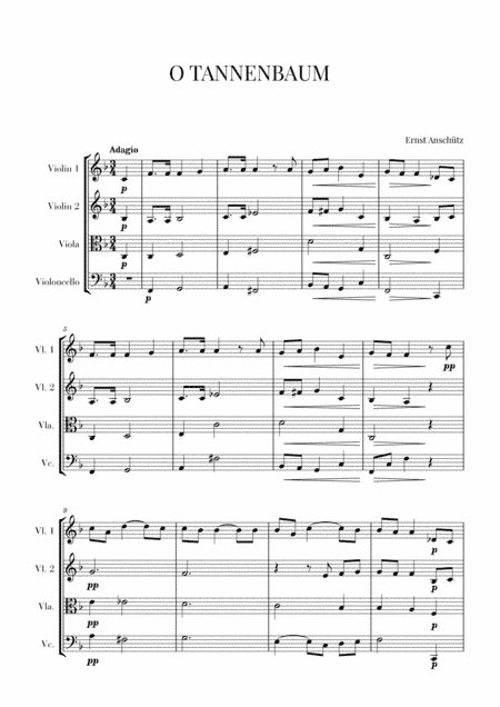 O Tannenbaum for String Quartet (arr. Cadenza Editions)