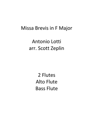 Missa Brevis in F Major (arr. Scott Zeplin)