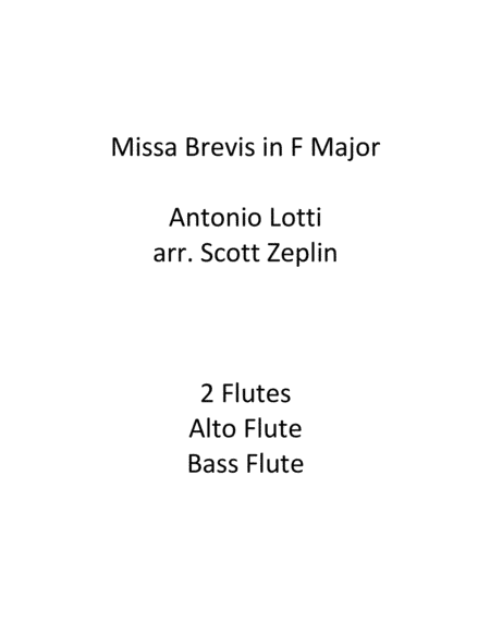 Missa Brevis in F Major (arr. Scott Zeplin)