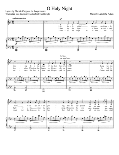 O Holy Night (Original Version) [Medium Low Voice; key: Bb] (arr. Maxence Lasserre-Engberts)