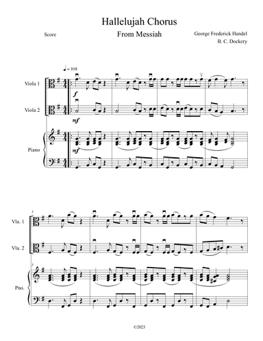 Hallelujah Chorus from Messiah (Viola Duet with Piano Accompaniment) (arr. B. C. Dockery)